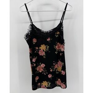 Orange Kiss Women's Floral Black Orange Floral Tunic Shirt Casual Top Size Large